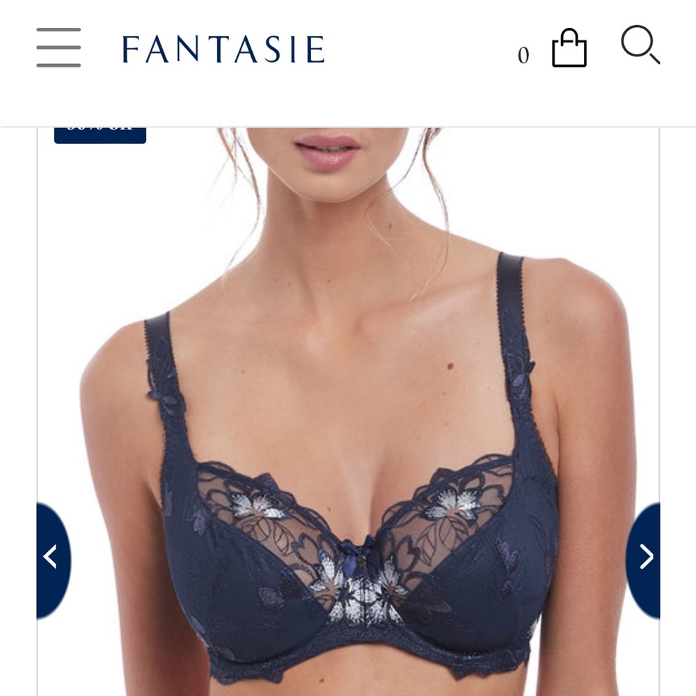 Fantasie Leona Balcony Bra Navy 38I NWOT